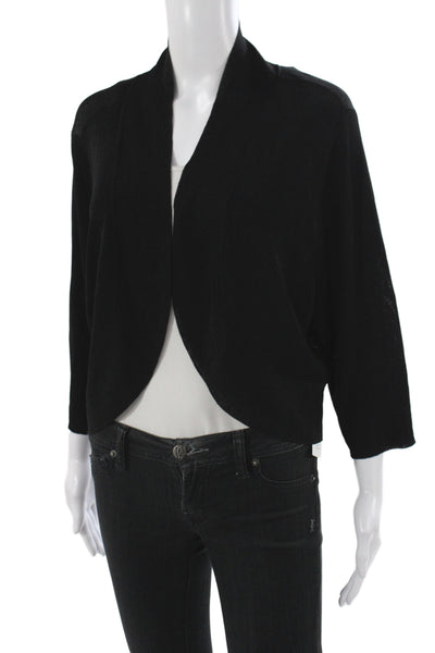 Eileen Fisher Women Black V-Neck Cardigan 3/4 Sleeve Rayon Size 2X