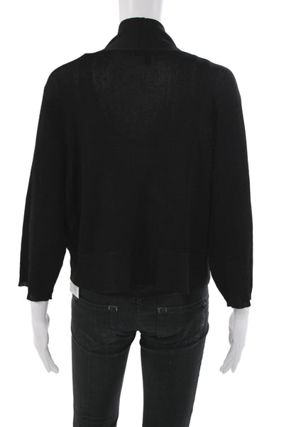 Eileen Fisher Women Black V-Neck Cardigan 3/4 Sleeve Rayon Size 2X