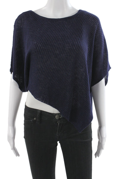 Eileen Fisher Women Pullover Sweater Linen Boat Neck Sleeveless Blue Size S