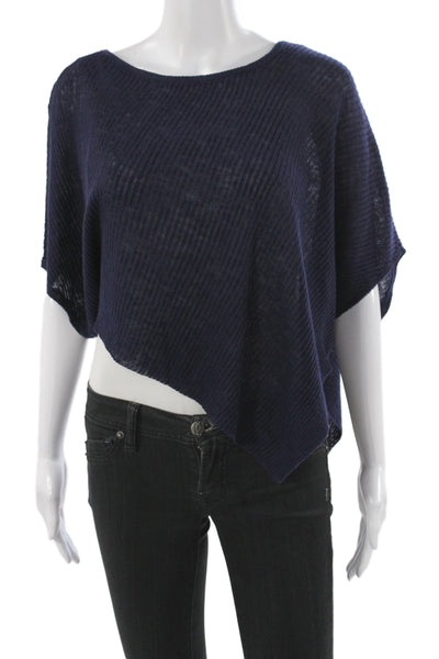 Eileen Fisher Women Pullover Sweater Linen Boat Neck Sleeveless Blue Size S