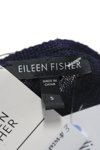 Eileen Fisher Women Pullover Sweater Linen Boat Neck Sleeveless Blue Size S