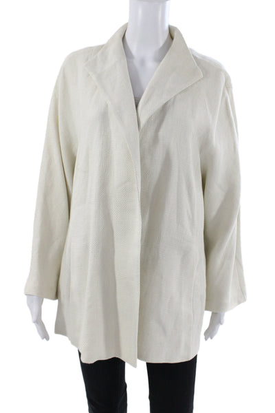 Eileen Fisher Women Ivory Linen Basic Jacket Long Sleeve Size 1X