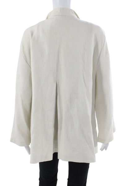 Eileen Fisher Women Ivory Linen Basic Jacket Long Sleeve Size 1X