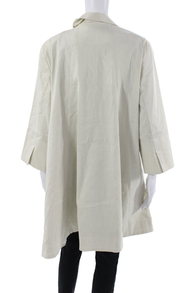 Eileen Fisher Womens Basic Jacket Ivory 3/4 Sleeve 80% Ramie Size 1X