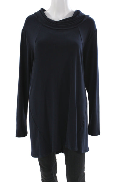 Sympli Women Tunic Blouse Cowl Neck Long Sleeve Blue Size 16