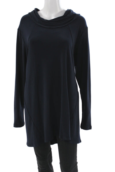 Sympli Women Tunic Blouse Cowl Neck Long Sleeve Blue Size 16