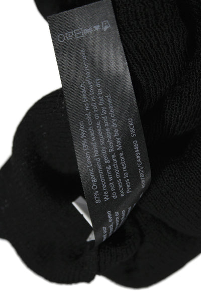 Eileen Fisher Womens Black V-Neck Cardigan Short Sleeve Organic Linen Size XL