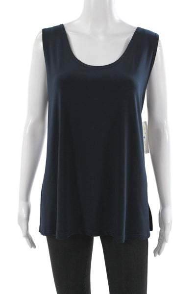 Sympli Women Basic Blue Sleeveless Scoop Neck Tank Size S