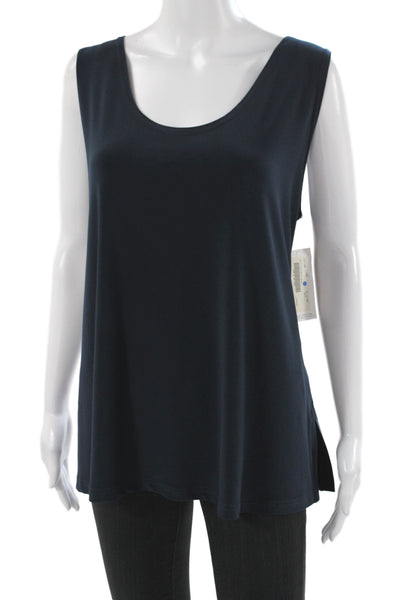 Sympli Women Basic Blue Sleeveless Scoop Neck Tank Size S