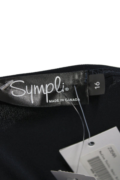Sympli Women Trapeze Swing Dress Black Long Sleeve Scoop Neck Pullover Size 16