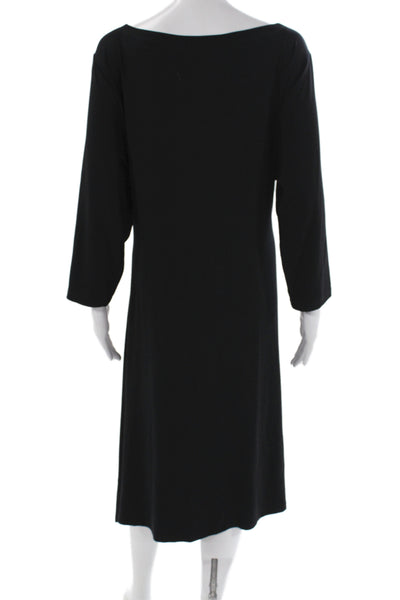Eileen Fisher Women Sheath Dress Black Scoop Neck 3/4 Sleeve Mid-Calf Size 1X