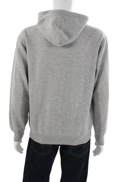 New Balance Mens Pullover Hoodie Gray Fleece-Lined Drawstring Hood Size S