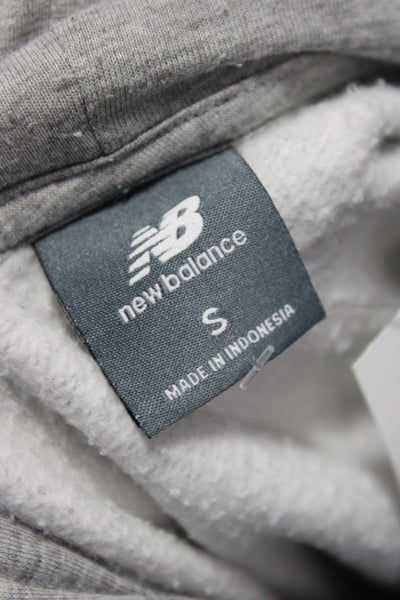New Balance Mens Pullover Hoodie Gray Fleece-Lined Drawstring Hood Size S
