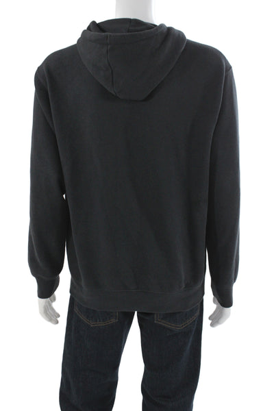 New Balance Mens Pullover Hoodie Black Cotton Blend Drawstring Size S