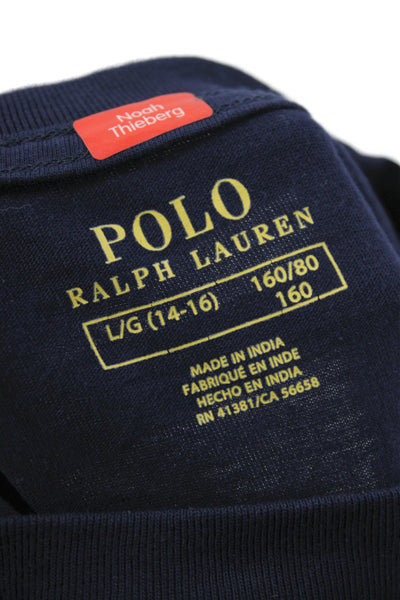 Polo Ralph Lauren Childrens Boys Long Sleeves Tee Shirt Navy Blue Size 14-16