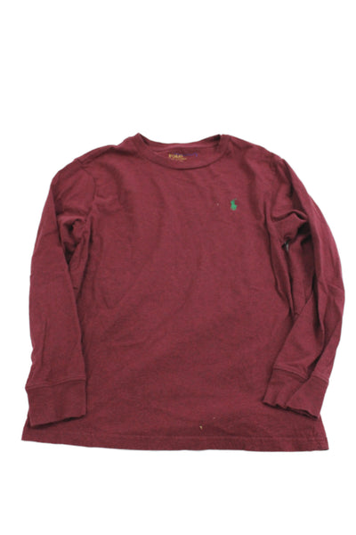 Polo Ralph Lauren Childrens Boys Long Sleeves Tee Shirt Red Cotton Size 10-12