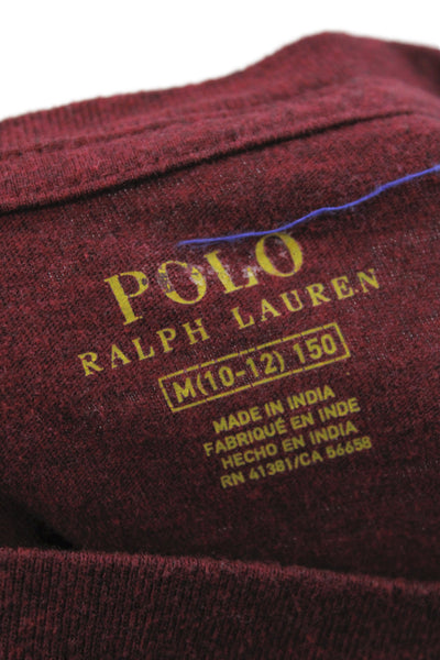 Polo Ralph Lauren Childrens Boys Long Sleeves Tee Shirt Red Cotton Size 10-12