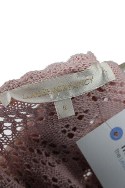 Love Shack Fancy Womens Pullover Sweater Pink Scoop Neck Size S