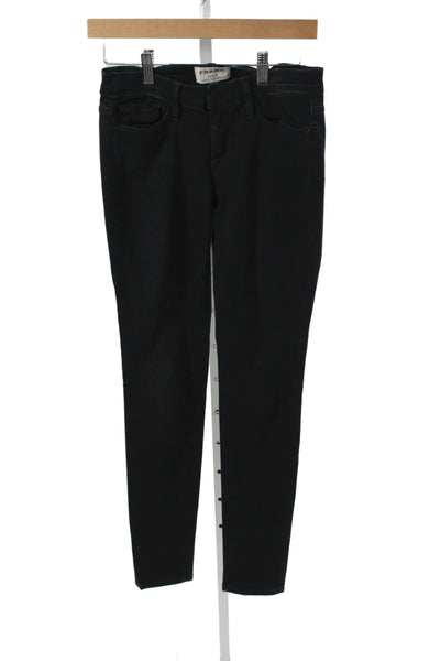Frame Women Skinny High Rise Jeans Black Cotton Size 26