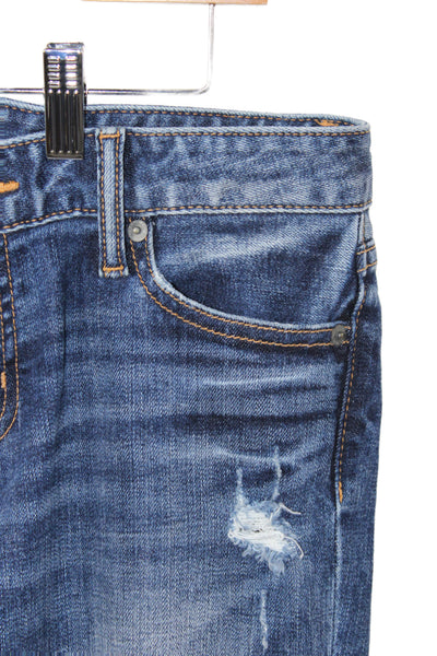 Moussy Womens Ankle High Rise Distressed Blue Cotton Jeans 26 Inseam Size 28