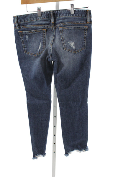 Moussy Womens Ankle High Rise Distressed Blue Cotton Jeans 26 Inseam Size 28