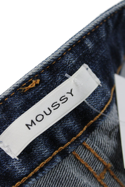 Moussy Womens Ankle High Rise Distressed Blue Cotton Jeans 26 Inseam Size 28