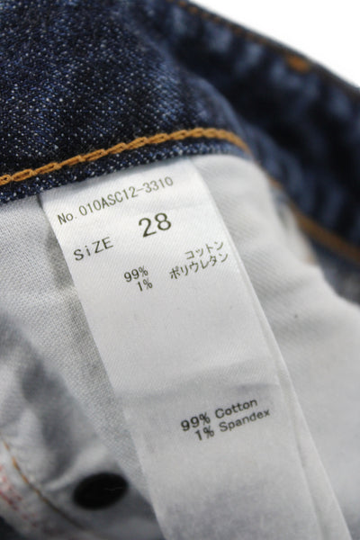 Moussy Womens Ankle High Rise Distressed Blue Cotton Jeans 26 Inseam Size 28