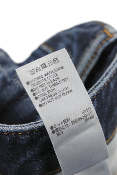Moussy Womens Ankle High Rise Distressed Blue Cotton Jeans 26 Inseam Size 28