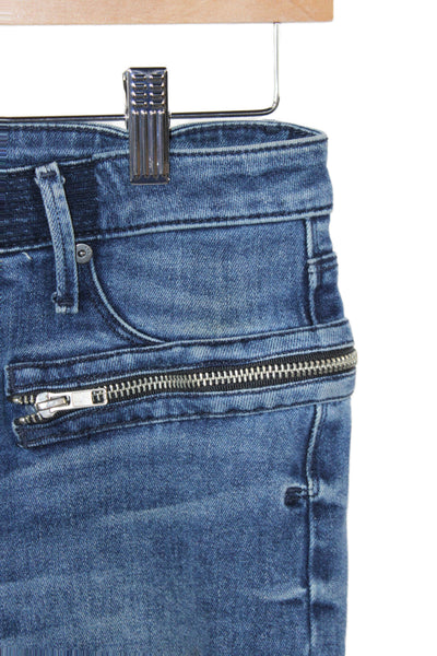 R+A Womens Skinny Jeans Blue High Rise Cotton Button Size 27
