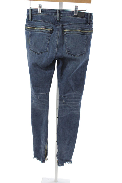 R+A Womens Skinny Jeans Blue High Rise Cotton Button Size 27