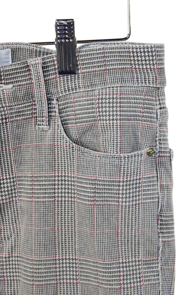 Frame Womens Cropped Plaid Pants Gray Button Size 27