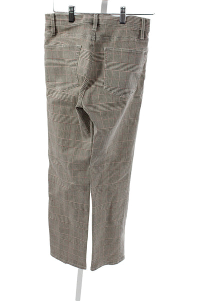 Frame Womens Cropped Plaid Pants Gray Button Size 27
