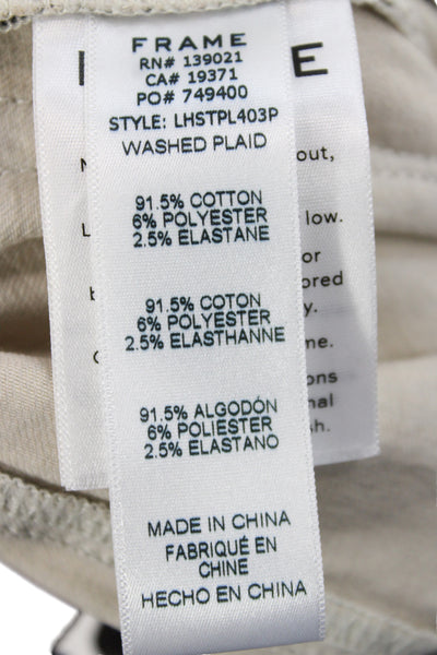 Frame Womens Cropped Plaid Pants Gray Button Size 27