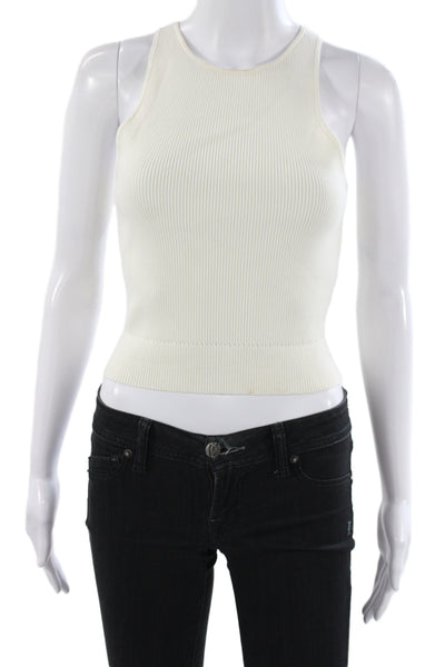 Toccin Womens Ivory High Neck Sleeveless Basic Tank Pullover Size S
