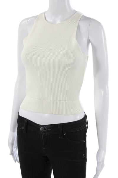 Toccin Womens Ivory High Neck Sleeveless Basic Tank Pullover Size S