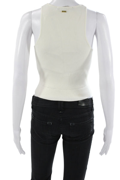 Toccin Womens Ivory High Neck Sleeveless Basic Tank Pullover Size S