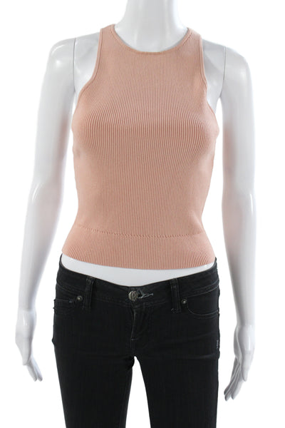 Toccin Womens Basic Sleeveless High Neck Tank Pink Rayon Blend Size S
