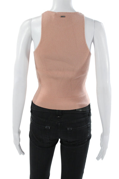 Toccin Womens Basic Sleeveless High Neck Tank Pink Rayon Blend Size S