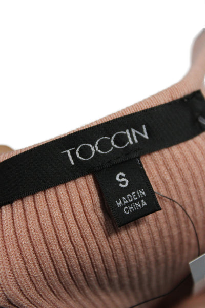 Toccin Womens Basic Sleeveless High Neck Tank Pink Rayon Blend Size S