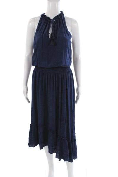 Ramy Brook Womens Blouson Halter Knee Length Sleeveless Dress Blue Size XS
