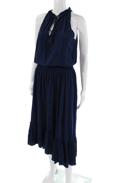 Ramy Brook Womens Blouson Halter Knee Length Sleeveless Dress Blue Size XS