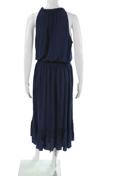 Ramy Brook Womens Blouson Halter Knee Length Sleeveless Dress Blue Size XS
