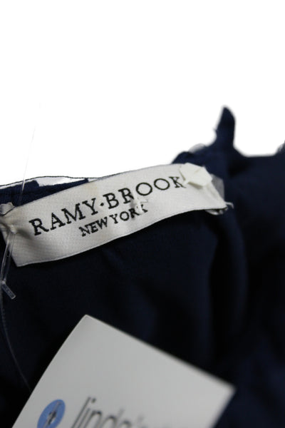 Ramy Brook Womens Blouson Halter Knee Length Sleeveless Dress Blue Size XS