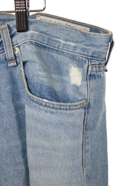 Rag & Bone Jean Mens Straight Jeans Blue Button High Rise Distressed Size 30