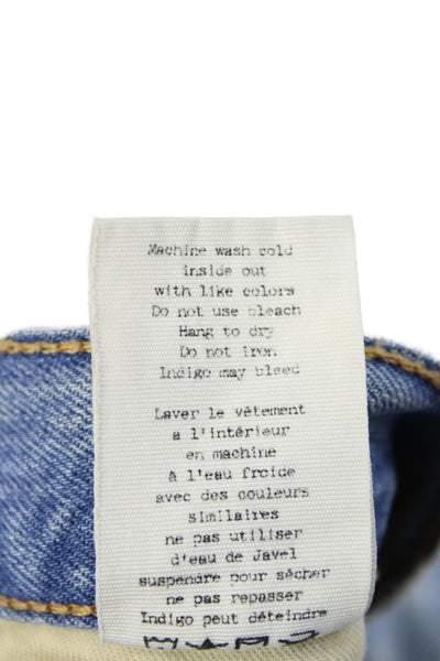 Rag & Bone Jean Mens Straight Jeans Blue Button High Rise Distressed Size 30