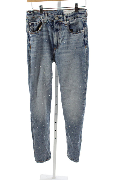 Rag & Bone Womens Cropped High Rise Blue Cotton Jeans Size 26