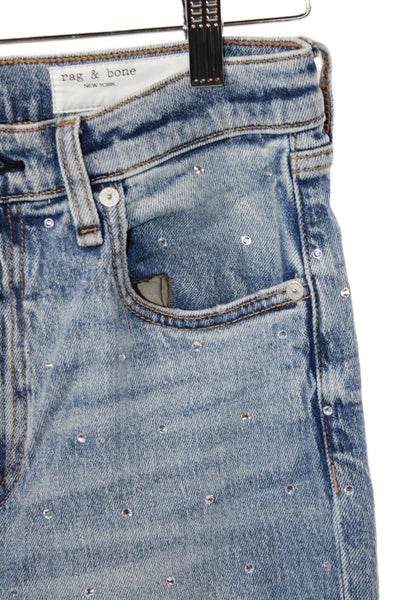 Rag & Bone Womens Cropped High Rise Blue Cotton Jeans Size 26