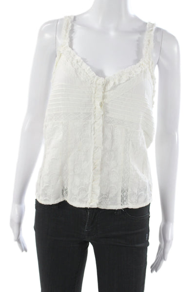 Zara Women Floral V-Neck Camisole 100% Cotton Sleeveless Boho Button Size M
