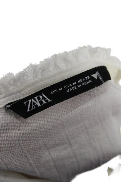 Zara Women Floral V-Neck Camisole 100% Cotton Sleeveless Boho Button Size M