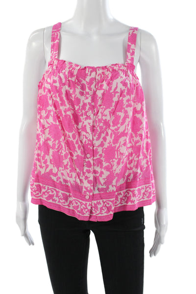 J Crew Womens Pink Floral Square Neck Sleeveless Camisole Size M